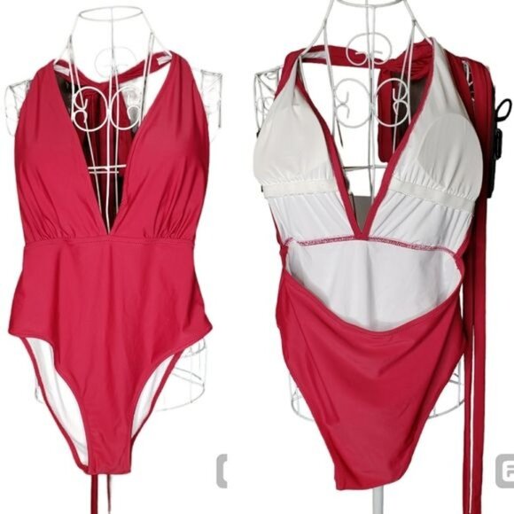 NWT CUPSHE Deep V Neck One Piece Swimsuit Size Medium - Picture 3 of 12